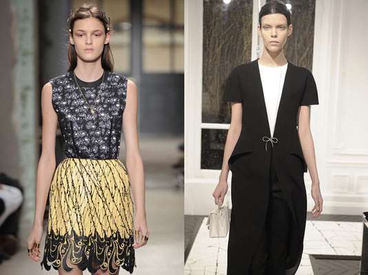 Balenciaga antes y después. A la izquierda, un diseño de la ultima colección de Ghesquiére. A la derecha de la colección otoño-invierno 2013-14 de Alexander Wang para la marca.
