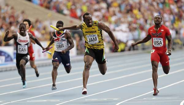 O revezamento 4x100 m da Jamaica conquistou a esperada medalha de ouro neste domingo no Mundial de Atletismo de Moscou