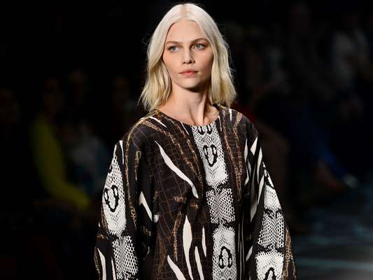 A Iódice foi a terceira grife a entrar na passarela nesta quinta-feira (07); para o inverno de 2014, a grife aposta em caçadoras modernas; a modelo Aline Weber abriu o desfile e foi um dos destaques da apresentação
