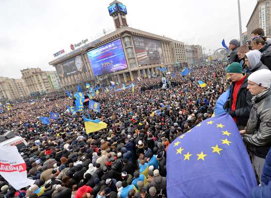 1º de dezembro - Manifestantes protestam em Kiev, na Ucrânia