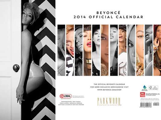 Beyoncé es una de las famosas que ha programado su propio calendario 2014. Ella lo anunció diciendo en su página de Facebook: "El nuevo año está por llegar, entonces es época de prepararte con el primer calendario oficial jamás hecho por Beyoncé. Deja que Beyoncé te ayude a programar tus actividades día a día con su nuevo calendario 2014. Cada mes tiene una linda y única foto de Beyoncé. Resulta ser un regalo ideal para familiares y amistades", concluye el comentario en la cuenta de la artista.