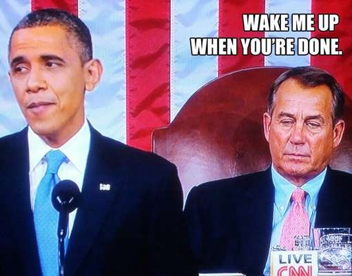 Tal parece que el líder republicano en el Congreso John Boehner se aburrió durante el discurso de Obama que hasta le ganó el sueño, lo que fue presa de burlas en internet.