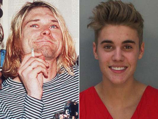 Justin Bieber definitivamente 'está en pañales' al lado de Kurt Cobain, no sólo porque en materia musical jamás llegará a componer como el líder de Nirvana. Los escándalos de su vida personal son sin duda dignos de un niño consentido.