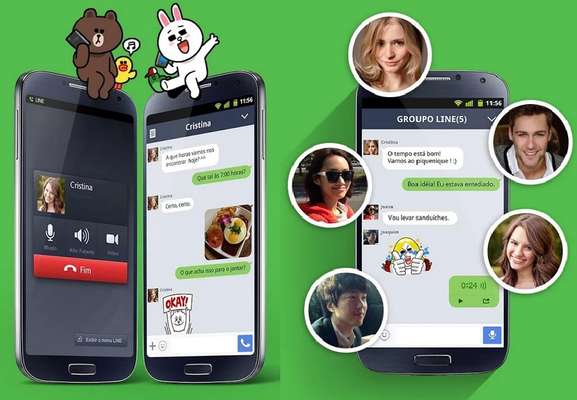 Line - O app é o maior competidor do WhatsApp, e além de permitir o envio de mensagens de texto, imagens, vídeo e áudio, também possibilita fazer ligações ou videoconferências pela internet. Com 350 milhões de usuários no mundo, o Line é compatível com computadores Windows, OS X e celulares iPhone, Android, BlackBerry, Windows Phone, Nokia Asha e Firefox OS.