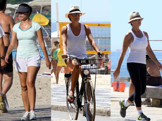 Sucesso na telinha, estrelas como Patrícia Poeta, Carolina Ferraz e Luiza Brunet não perderam a oportunidade de curtir um passeio ou se exercitar à beira da praia