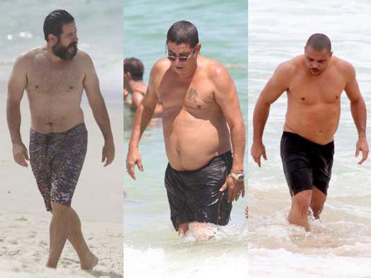 Com quilinhos a mais na balança, famosos como Murilo Benício, Zeca Pagodinho e Ronaldo aproveitaram a praia sem se importar com a forma física