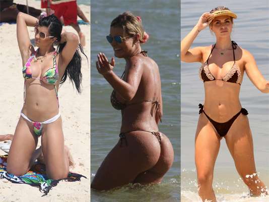 Camila Vernaglia, Andressa Urach e Veridiana de Freitas capricharam na escolha dos biquínis para curtir a praia nos meses de verão