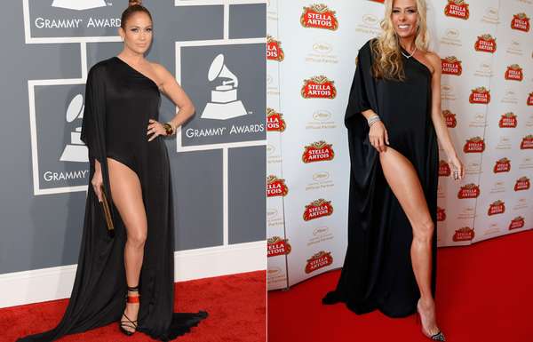 No Festival de Cinema de Cannes, Adriane Galisteu usou o mesmo vestido que Jennifer Lopez no Grammy de 2013. O longo preto com fenda é assinado por Anthony Vacarello