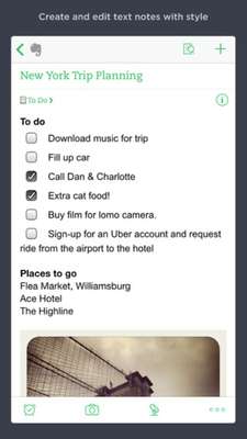 Evernote, disponible para iOS y Android, te permite recordar tus pendientes de manera sencilla y muy visual