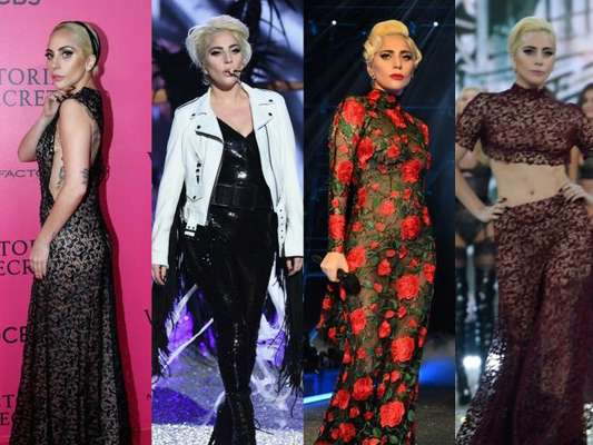 Lady Gaga exibiu quatro figurinos durante a noite dedicada à gravação do Victoria's Secret Fashion Show, nesta quarta-feira, 30 de novembro de 2016, em Paris