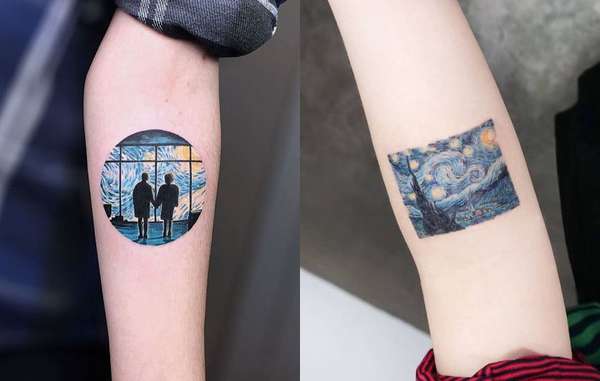 Van GoghO expressionismo de Van Gogh virou tatuagem, a inspiração principal veio do quadro "A Noite Estrelada".