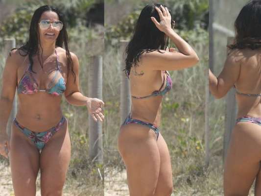 Viviane Araujo mostrou o corpão em dia de praia nesta terça-feira, 12 de setembro de 2017