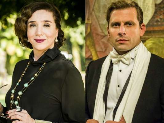 Celeste Hermínia (Marisa Orth) dará um tapa na cara de Teodoro (Henri Castelli), em cena que vai ao ar no dia 23 de dezembro de 2017, na novela 'Tempo de Amar'