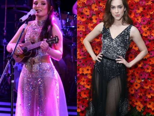 Larissa Manoela e Sophia Abrahão combinaram body com transparências para shows no Rio de Janeiro, no domingo, 10 de dezembro de 2017