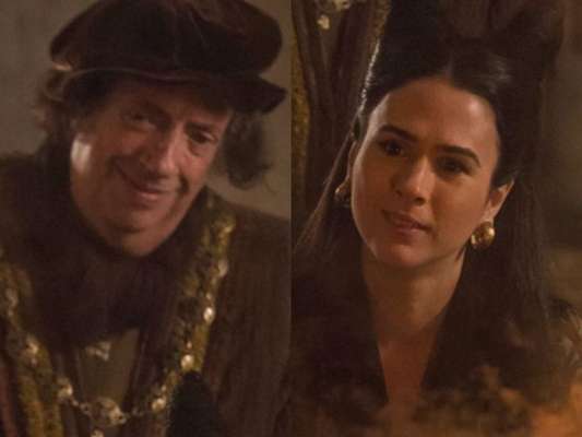 Na novela 'Deus Salve o Rei', Lucrécia (Tatá Werneck) descobrirá segredo de Heráclito (Marcos Oliveira) em capítulo que vai ao ar no dia 15 de fevereiro de 2018