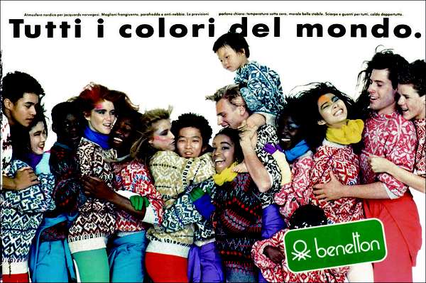 “All the colours in the world”, outono-inverno 1984 - 'Todas as cores do mundo': a mistura de raças e culturas é um tema recorrente deste sempre no imaginário do fotógrafo e publicitário