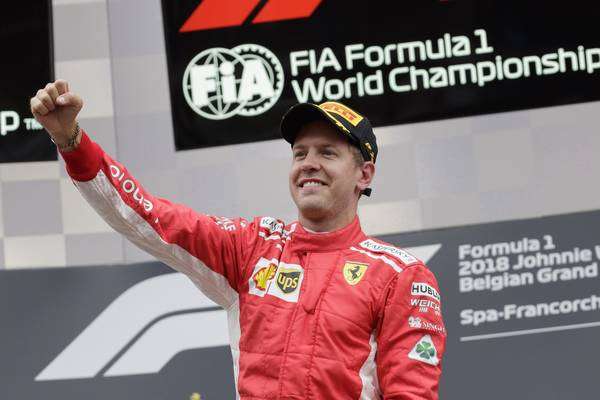 Sebastian Vettel celebra vitória na Bélgica