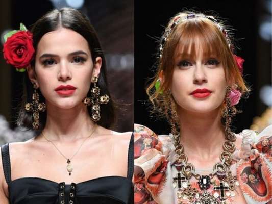 Bruna Marquezine e Marina Ruy Barbosa desfilaram pela Dolce & Gabbana, na semana de Moda de Milão, na Itália, neste domingo, 23 de setembro de 2018