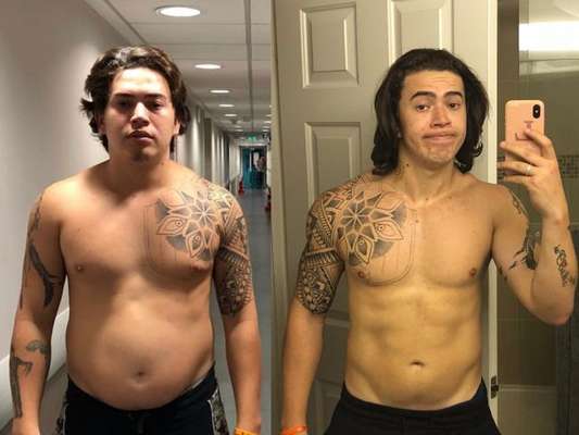 Whindersson Nunes exibiu o corpo magro após perder 28 quilos nesta sexta-feira, 9 de novembro de 2018