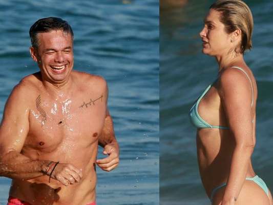 Flávia Alessandra e Otaviano Costa curtiram o sábado, 20 de abril de 2019, na praia da Barra da Tijuca, na zona oeste do Rio
