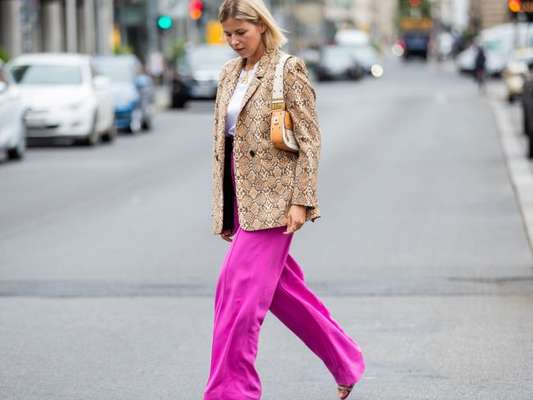 Calça pantalona: a peça foi um dos grandes hits no street stule da Semana de moda de Copenhagen