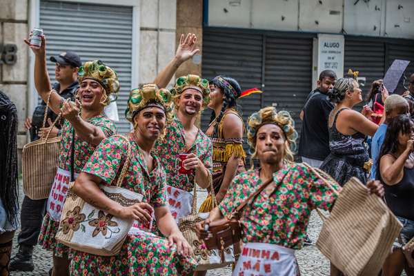 Foliões no Bloco Cordão da Bola Preta, no centro do Rio de Janeiro, neste sábado, 22.
