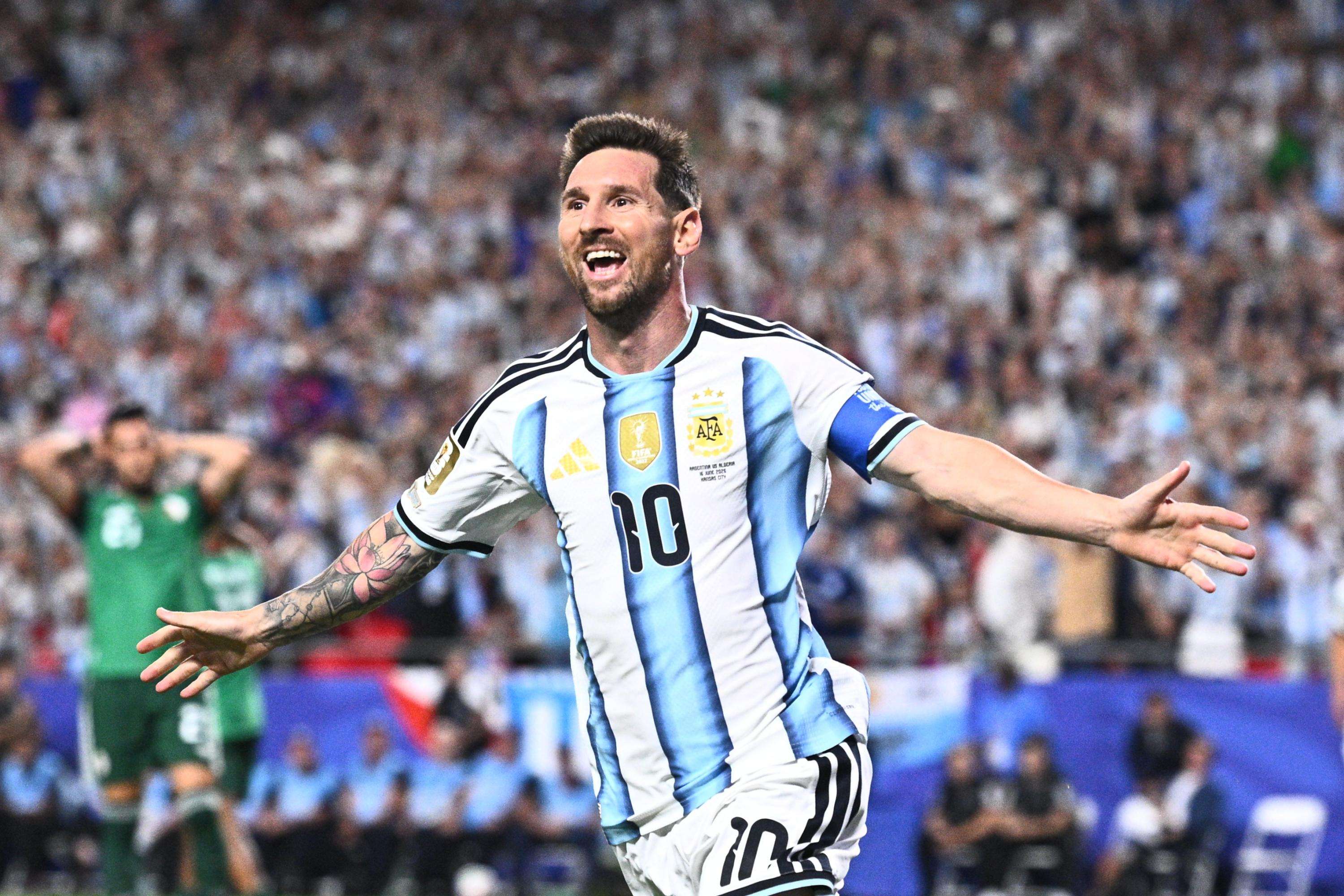 Lionel Messi com o uniforme oficial da sele&ccedil;&atilde;o argentina