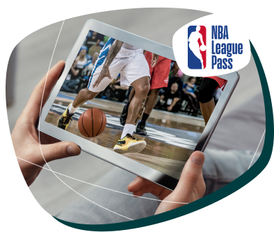 Tablet mostrando o jogo no app do nba league pass Tablet mostrando o jogo no app do nba league pass