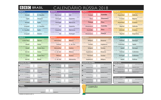 Baixe aqui a tabela de jogos da Copa da Rússia 2018 no horário de Brasília