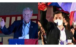 José Antonio Kast, candidato da extrema direita, e Gabriel Boric, da esquerda, foram os candidatos mais votados neste domingo e vão disputar segundo turno no dia 19 de dezembro