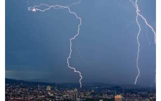 In a storm, lightning can fall to the ground or shoot up into the sky.