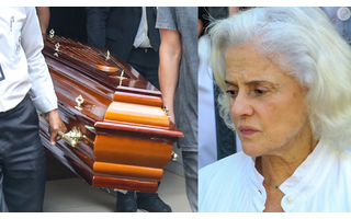 Marita Severo was seen emotional after burying the body of her husband, Aderbal Freire Filho, in a theater in Rio de Janeiro.