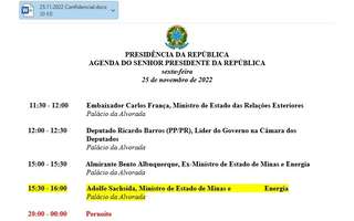 The secret agenda found in Mauro Cid's email refers to a secret meeting with Minister Adolfo Satcheda four days before the jewels were to be handed over.