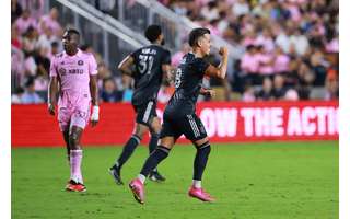 Amin Bazi celebrates Houston's first goal against Inter Miami –