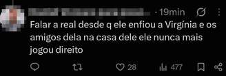 Torcedores reclamaram do romance entre Vini Jr. e Virginia Fonseca