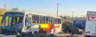 Colisão entre ônibus, caminhão e carro deixa um morto em SP