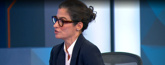 Renata Vasconcellos no comando da sabatina
