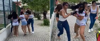 Torcedoras do Fortaleza forçam jovens a tirar camisas do Ceará em via pública