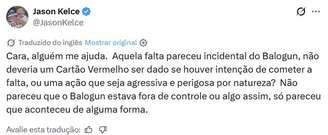 Postagem de Jason Kelce criticando Raphael Claus –