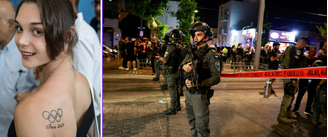 A ginasta Diana Svertsov, de 19 anos, conseguiu escapar ilesa do tiroteio que matou 7 pessoas e feriu outras 16 em uma estação de trem em Jaffa, cidade vizinha de Tel-Aviv.