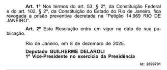 Decisão da Alerj é publicada no Diário Oficial do Rio