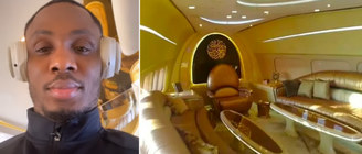 Odion Ighalo exibiu detalhes da aeronave usada pelos jogadores do Al-Hilal, clube saudita