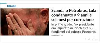 Condenação de Lula é destaque no site do jornal italiano 'La Repubblica'