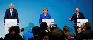 Seehoer, Merkel e Schulz anunciam compromisso alcançado por eles em Berlim