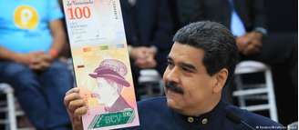 Maduro exibe modelo de novo bilhete de 100 bolívares