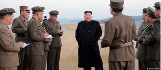 Kim Jong-un durante inspeção de sistema de defesa de "última geração"