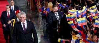 Presidente cubano, Miguel Díaz-Canel, em cerimônia de posse de Maduro, em janeiro deste ano