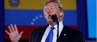 Presidente dos EUA, Donald Trump, discursa para apoiadores e expatriados venezuelanos em Miami