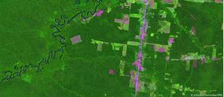 Foto de satélite mostra áreas desmatadas na Amazônia: em julho, desmate cresceu 278% em relação a mesmo mês de 2018