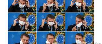 Bolsonaro se atrapalha com máscara durante pronunciamento em 18 de março